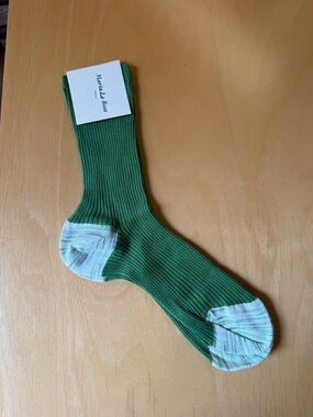 Maria La Rosa Ribbed Mid Calf Socks with Contrasting White Heel & Toe